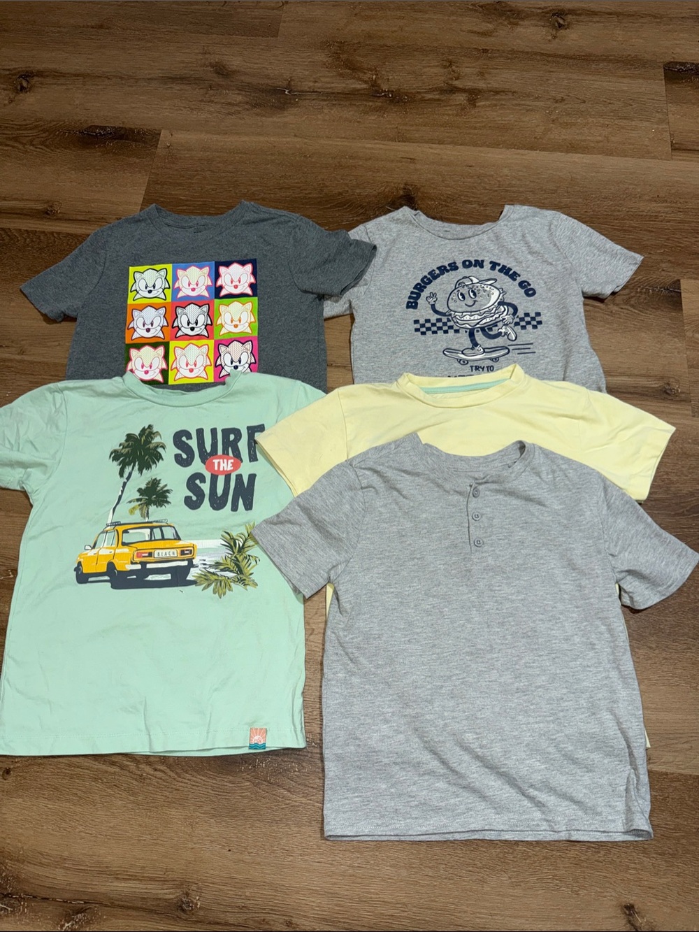 Kids Short-Sleeve Tee Set - Gray, Mint & Yellow